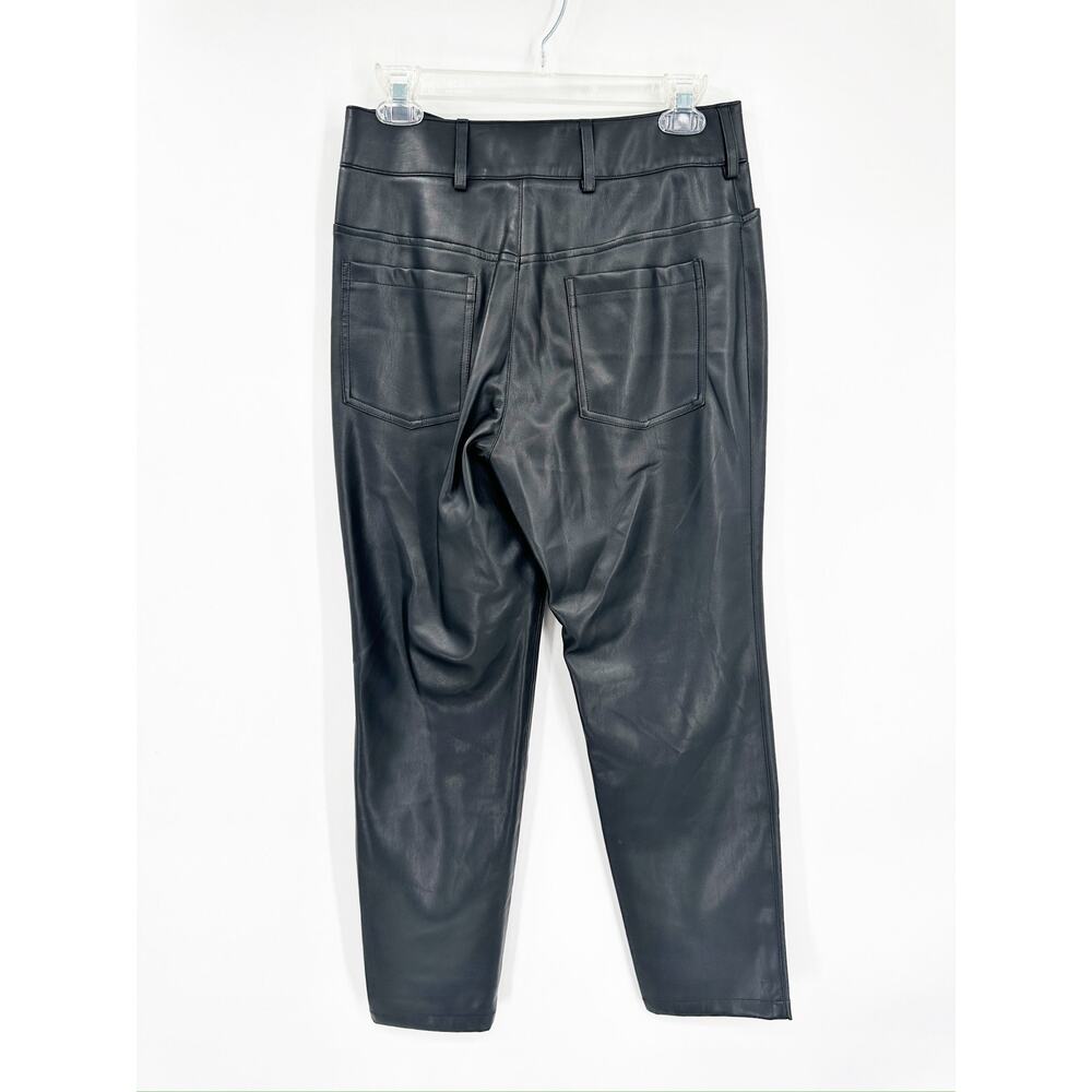 Autumn Adeigbo Lykke Black Slim Straight Crop Faux Leather Pants Size 8 NWT - Picture 6 of 6
